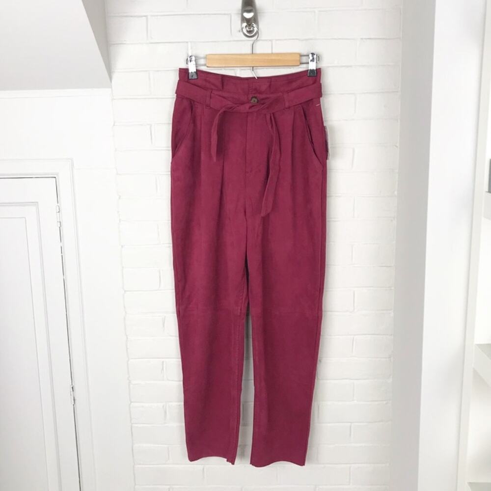 Free People NWT Nightfall Vegan Suede Paperbag Waist Cropped Pants Size 2